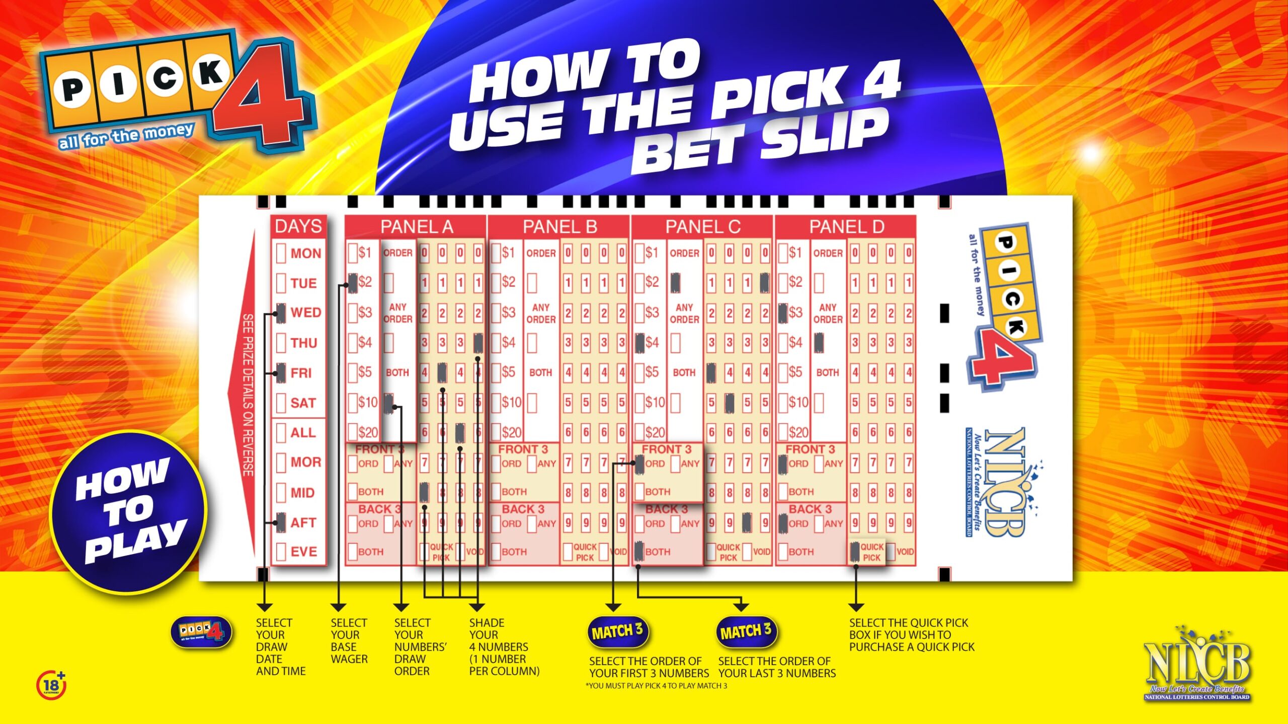 Pick 4 - How to use the Pick 4 bet slip