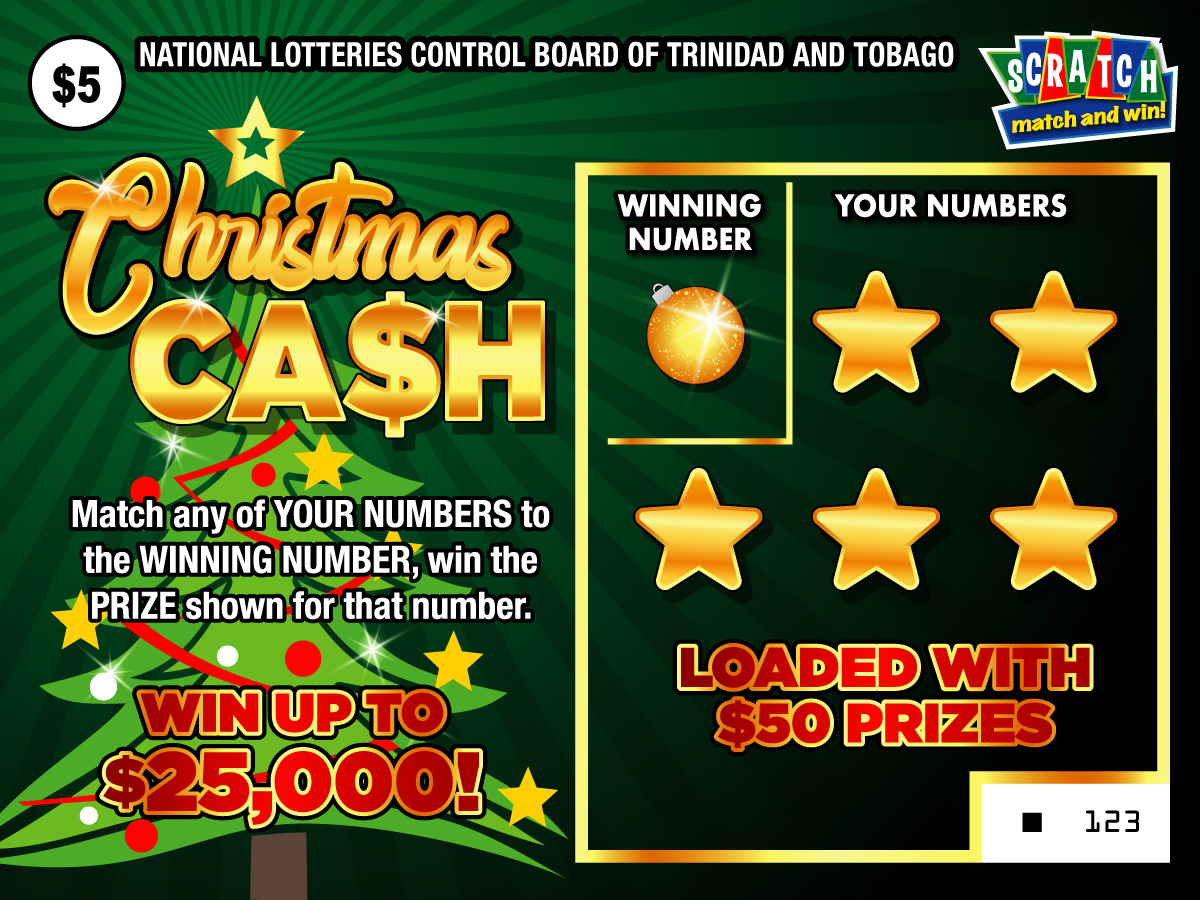 NLCB Trinidad and Tobago - Scratch, match and win game - Christmas Cash - Win up to $25,000 and other prizes
