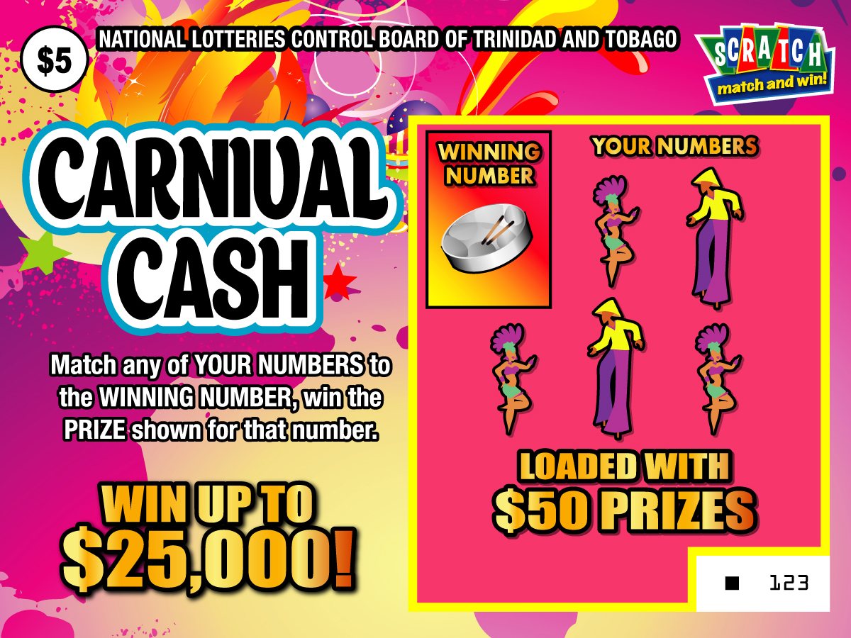 NLCB Trinidad and Tobago - Scratch, match and win game - Carnival Cash - Win up to $25,000 and other prizes